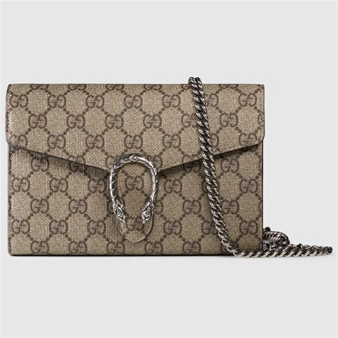 Gucci Gucci Dionysus Gg Supreme Chain Wallet In Beige 